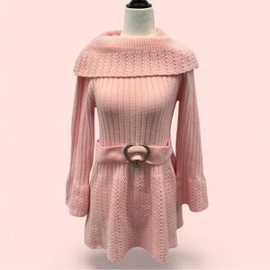 Pink Sweater Dress with Heart Belt
